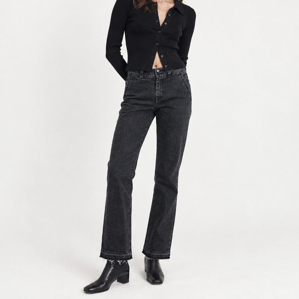 Agnes b. Paris Straight-cut Cotton Trouser Pant Charcoal black sz 36FR